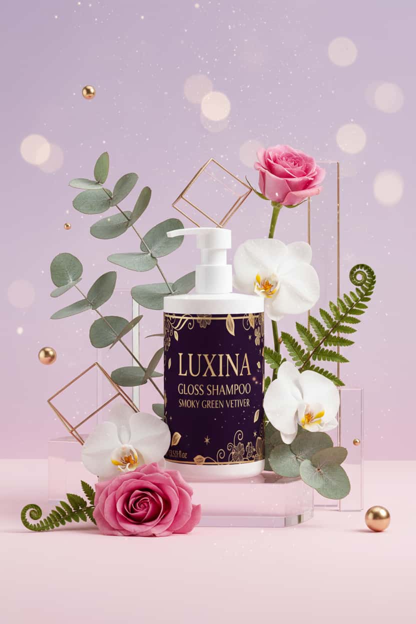 LUXINA glossing shampoo - shine-enhancing cleanser with smoky green vetiver